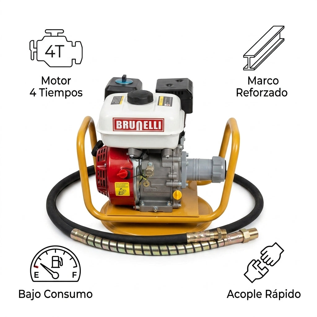 Gasoline concrete vibrator — Infografia de Caracteristicas | Generated by Modelize
