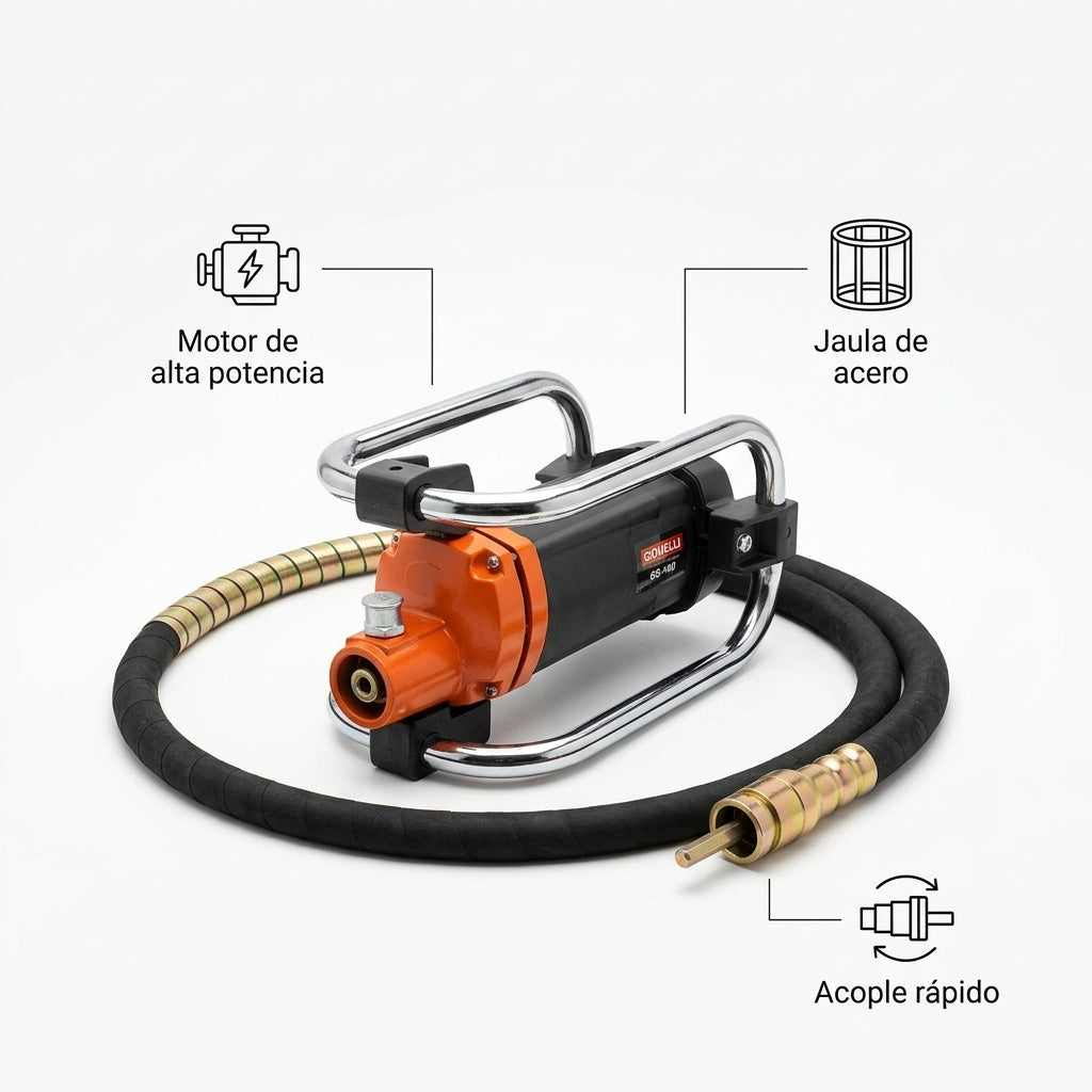 Electric concrete vibrator — Infografia de Caracteristicas | Generated by Modelize