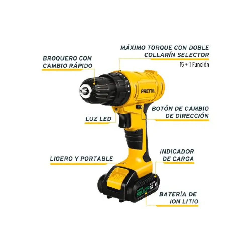 Taladro inalámbrico 3/8’’ 12 V. 29975 Pretul